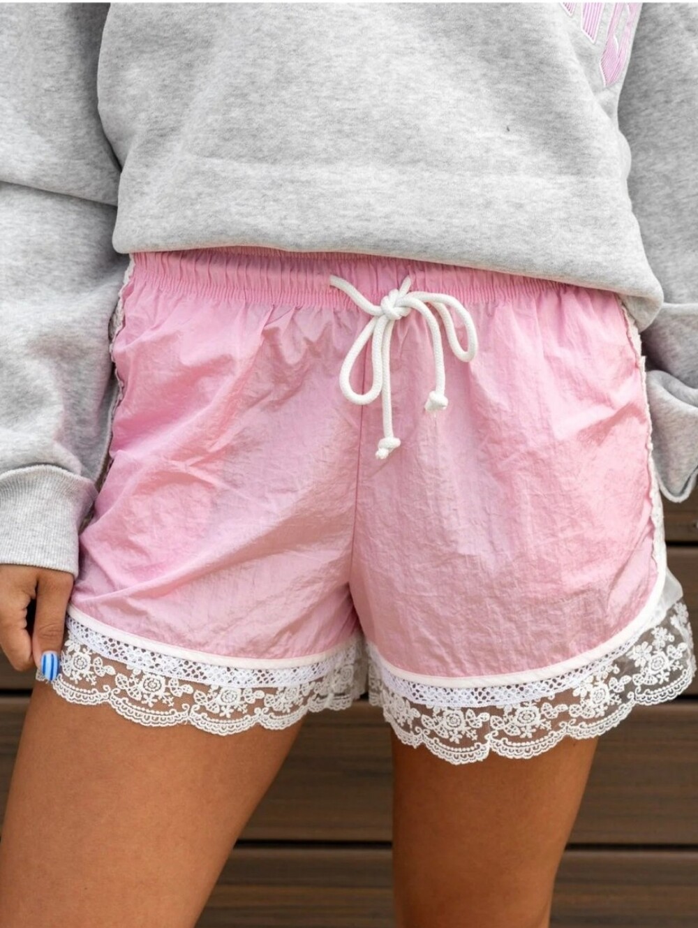 Bucketlist Lace Teim Nylon Shorts -Light Pink- NWT - MULTIPLE SIZES AVAILABLE